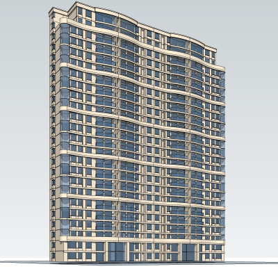 现代高层住宅外观免费su模型(1)