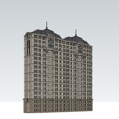 欧式高层公寓楼免费su模型(1)