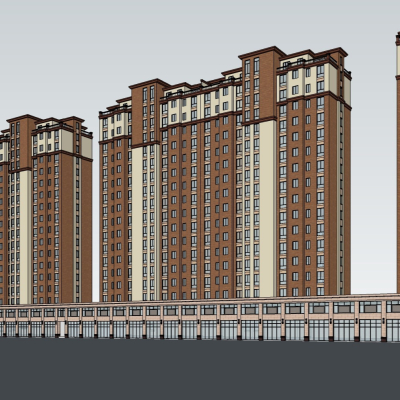 现代高层住宅外观免费su模型(1)