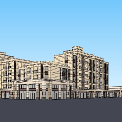 新古典沿街商业建筑免费su模型(1)