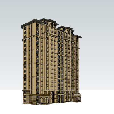 新古典高层公寓楼免费su模型(1)