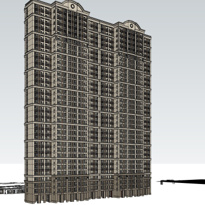 欧式高层公寓楼免费su模型(1)