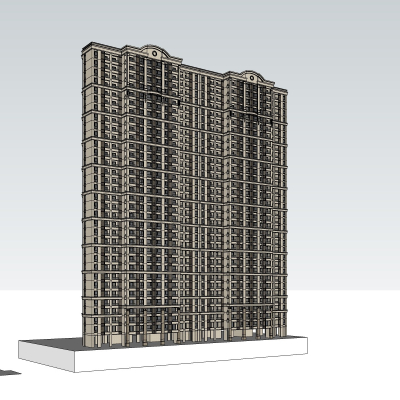 欧式高层公寓楼免费su模型(1)