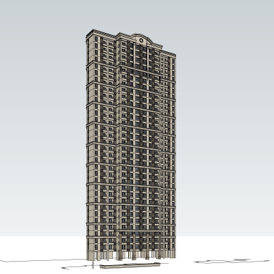 欧式高层公寓楼免费su模型(1)