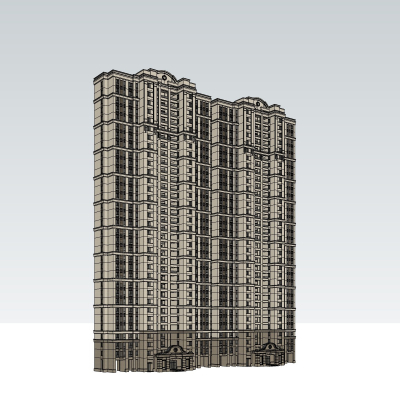 欧式高层公寓楼免费su模型(1)