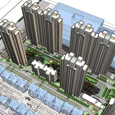 现代高层公寓楼免费su模型(1)