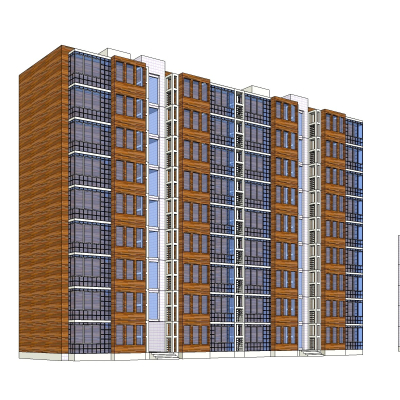 现代多层公寓楼免费su模型(1)