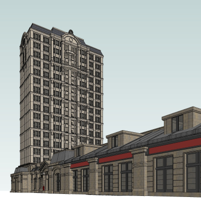 欧式沿街商业建筑免费su模型(1)