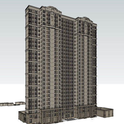 欧式高层公寓楼免费su模型(1)