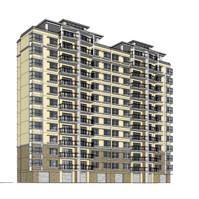 简欧公寓楼免费su模型(1)