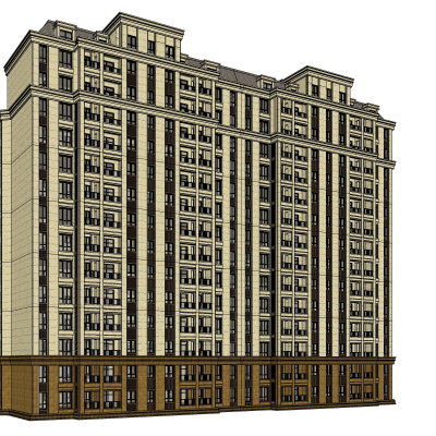 新古典高层公寓楼免费su模型(1)