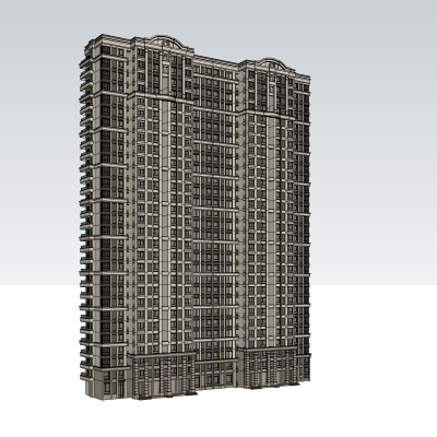 新古典高层公寓楼免费su模型(1)