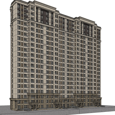 新古典高层公寓楼免费su模型(1)