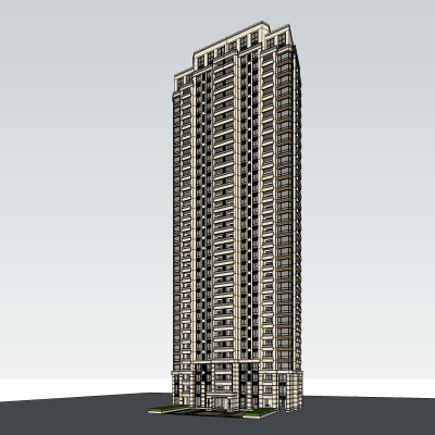 现代高层公寓楼免费su模型(1)