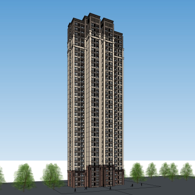 新古典高层公寓楼免费su模型(1)