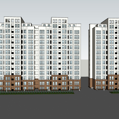 现代高层住宅外观免费su模型(1)