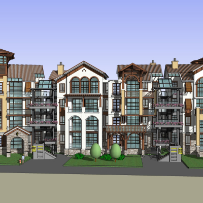 新古典住宅外观免费su模型(1)