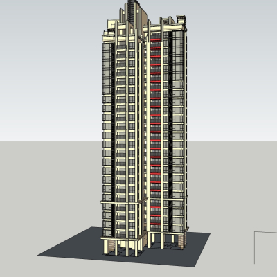 新古典高层公寓楼免费su模型(1)