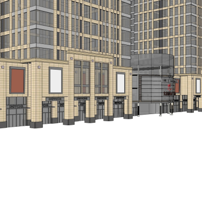 新古典沿街商业建筑免费su模型(1)