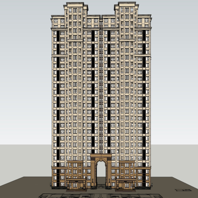 欧式高层公寓楼免费su模型(1)