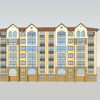 欧式高层公寓楼免费su模型(1)
