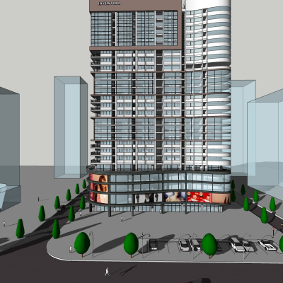 现代高层住宅外观免费su模型(1)