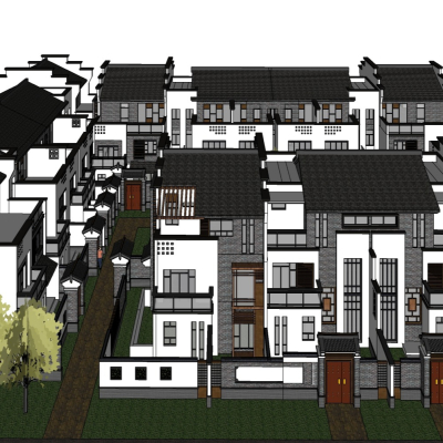 中式合院改外观免费su模型(1)