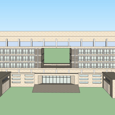 现代行政中心外观免费su模型(1)