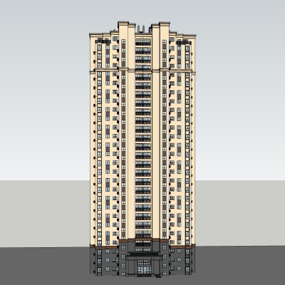 新古典高层公寓楼免费su模型(1)