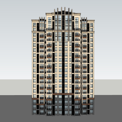 新古典高层公寓楼免费su模型(1)
