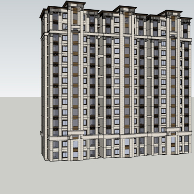 现代高层住宅外观免费su模型(1)