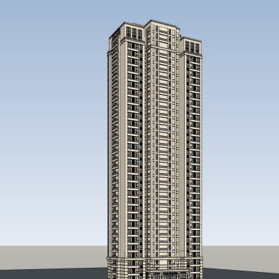 现代高层住宅外观免费su模型(1)