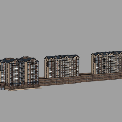 现代高层住宅外观免费su模型(1)