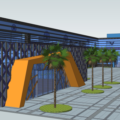 现代沿街商业建筑免费su模型(1)