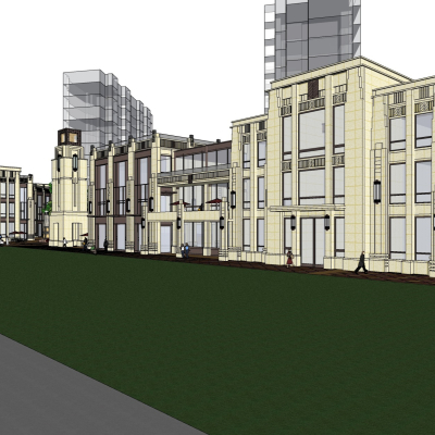新古典沿街商业建筑免费su模型(1)