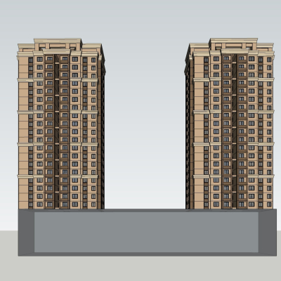 现代高层公寓楼免费su模型(1)