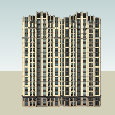 新古典高层公寓楼免费su模型(1)