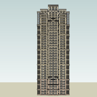 新古典高层公寓楼免费su模型(1)