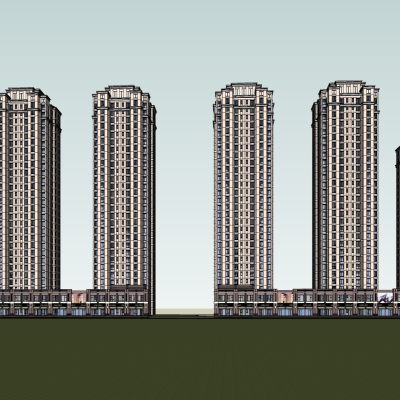 新古典公寓楼免费su模型(1)