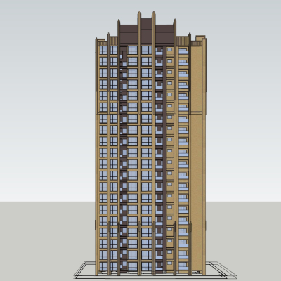 新古典高层公寓楼免费su模型(1)
