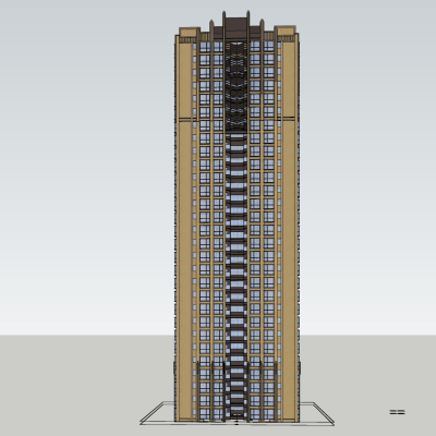 新古典高层公寓楼免费su模型(1)