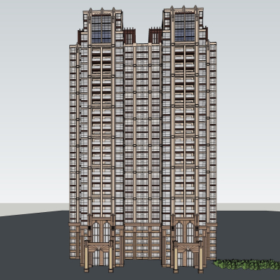新古典高层公寓楼免费su模型(1)