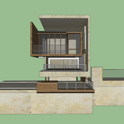现代海景房免费su模型(1)