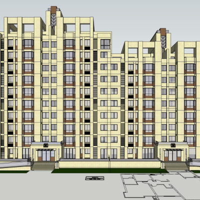 现代高层住宅外观免费su模型(1)