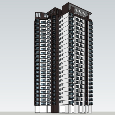 现代高层住宅外观免费su模型(1)
