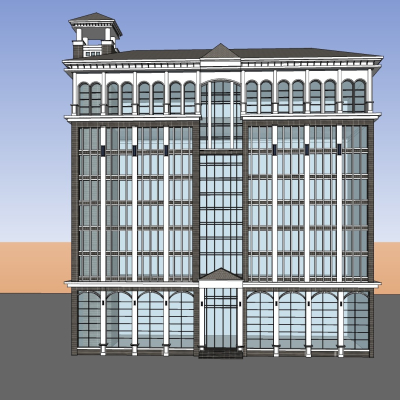 欧式办公楼外观免费su模型(1)