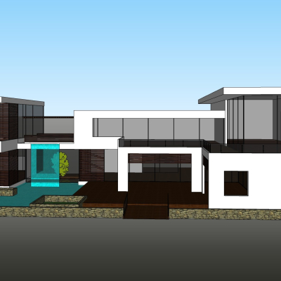 现代住宅外观免费su模型(1)