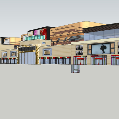 现代沿街商业建筑免费su模型(1)