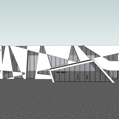 现代售楼处外观免费su模型(1)
