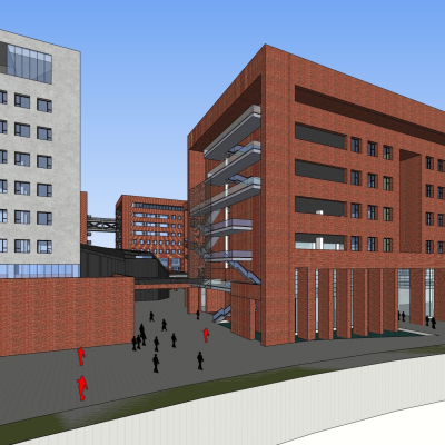 现代沿街商业建筑免费su模型(1)
